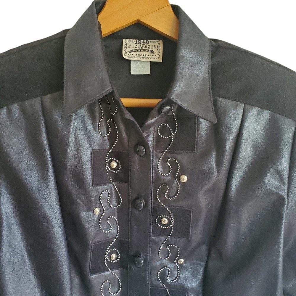 Vtg 1849 Authentic Ranchwear Jacket Womens Sz S Black Button 90s Western Cowgirl - Picture 4 of 9